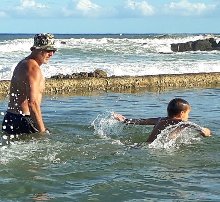 Edward coaching a student in the Anerley tidal pool