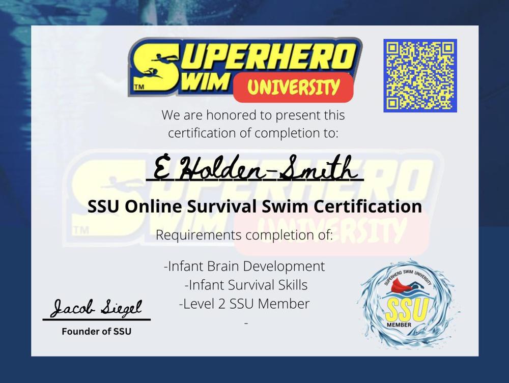 SSU Online Survival Swim Certificate